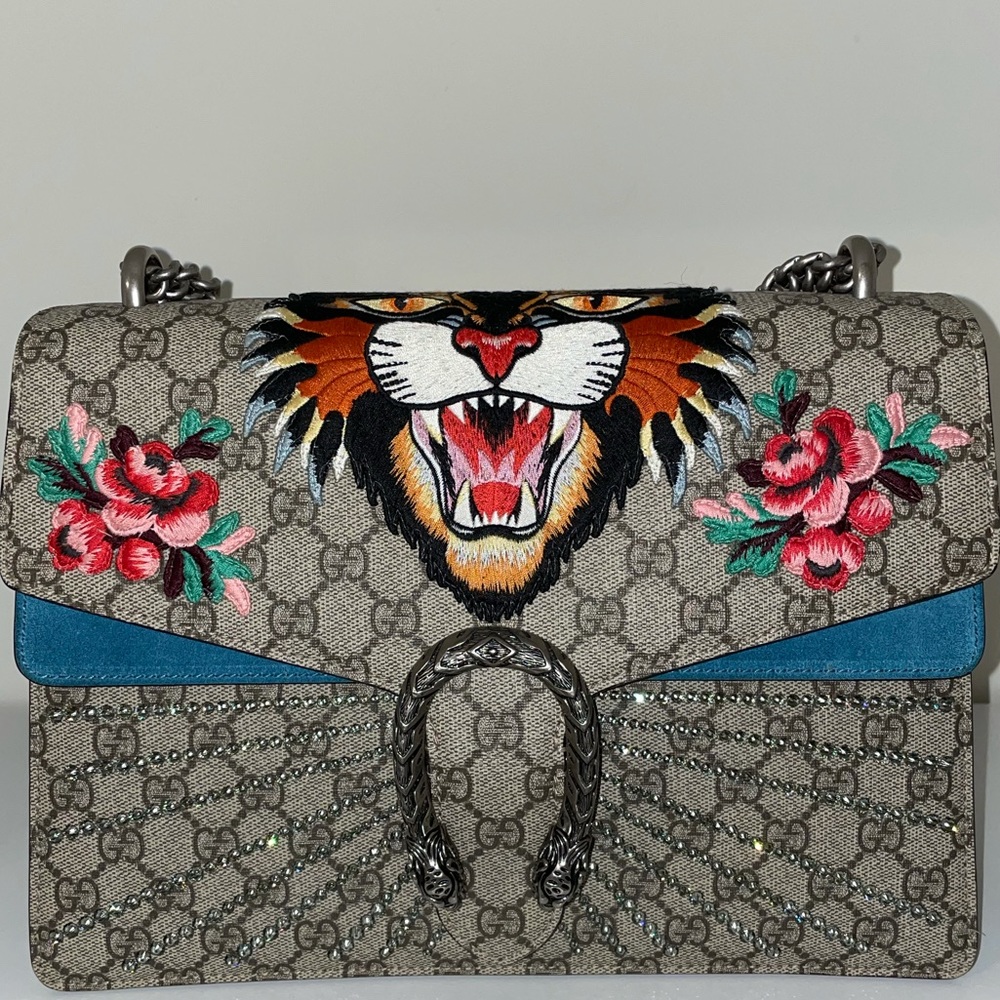 MEDIUM ANGRY CAT GG SUPREME CANVAS & SUEDE